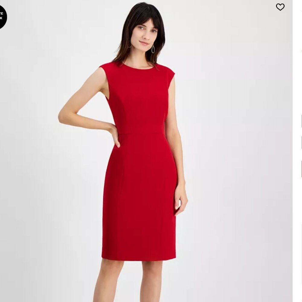 NEW KASPER Sleeveless Sheath Dress - Fire Red - NWT - Seamed Waist, Size 10